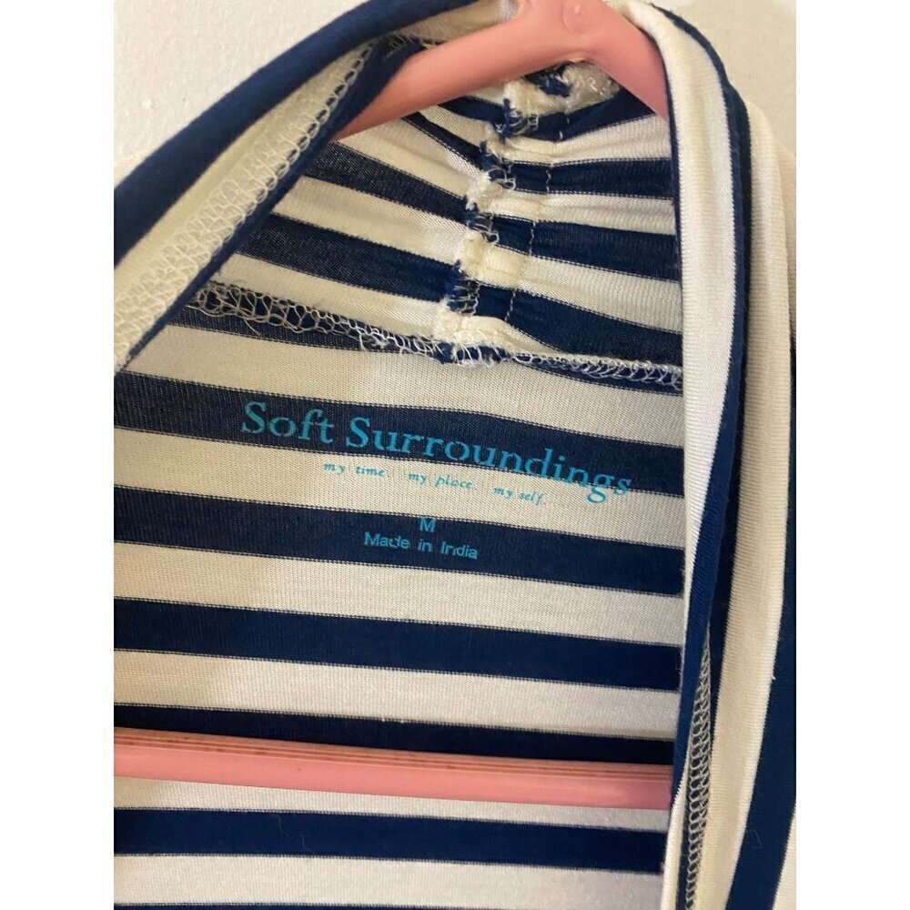 Soft Surroundings Women's Flortal Embroidered Stripped Open Front Duster - Mediu - Picture 3 of 12